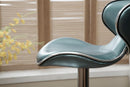 Blue Cushioned Leatherette Barstools Set Of 2 With Airlift Height And Swivel