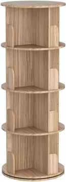 Rotating Bookshelf 360 Display 4 Tier Bookcase Solid Wood