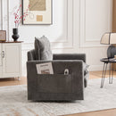 UNITED WE WIN Swivel Barrel Chair - Mid Century Modern Chair, Thick Padded Arm Chair with Solid Metal Base, Comfortable Single Sofa Chair, Swivel Accent Chair for Living Room Bedroom
