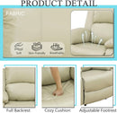 Beige Leather Recliner Sofa Set With Storage And Cup Holder