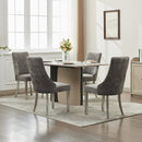 Rayon Cloth Flocking Chenille Dining Chairs Channel Kitchen Dinner Chair Comfy Fabric Upholstered Accent Chair for Dining Room with Silver Brushed Stainless Steel Legs,Set of 2 (Gray), SW1747GY