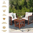 3 Piece Outdoor Patio Furniture Set With Wicker Chairs And Coffee Table Washable Cushions Acacia Wood Frame