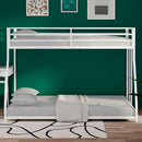 Adam Sturdy Twin Over Full Metal Bunk White for Kids and Adult, Low Profile and Easy Climbing with Stable Ladder