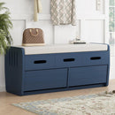 Rustic Storage Bench with 2 Drawers, Hidden Storage Space, and 3 False Drawers at the Top, Shoe Bench for Living Room, Entryway (Navy)