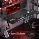 55 Inch Gaming Desk with Carbon Fibre Surface Features