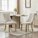 Rayon Cloth Flocking Chenille Dining Chairs Channel Kitchen Dinner Chair Comfy  Fabric Upholstered Accent Chair for Dining Room with Golden Stainless Steel Plating Legs,Set of 2 (Beige), SW1647BG