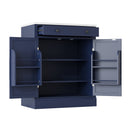 [Assembly Video Provided] TOPMAX Modern Freestanding Kitchen Pantry,Buffet Food Storage, Coffee Bar Cabinet with Drawer, 2 Adjustable Shelves and 2 Door Shelves for Dining, Kitchen, Blue