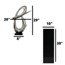 Fluid Abstract 59" Tall Floor Sculpture // Chrome with Black Stand