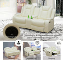 Leather Power Recliner Sofa Set Cream White With USB Port