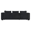Modern L-Shaped Sectional Sofa with Chenille Upholstery and Wooden Storage, Black