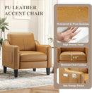 Brown PU Leather Mid Century Upholstered Armchairs