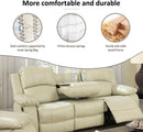 Beige Leather Recliner Sofa Set With Built In Coffee Table