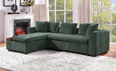 Elegant Chenille L-Shaped Sofa with Wooden Storage Compartment, Green, 93.7 Inches