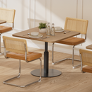 Natural Rattan Dining Chairs Set of 4, Modern Dining Room Chairs with Solid Wood Back for Kitchen Living Room, Mid Century Breuer Design Inspired, Upholstered Faux Leather (Brown)