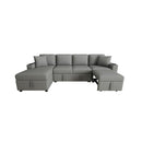 109.1' Sectional Sofa Convertible Pull-out Sofa Bed with Movable Storage Ottoman, Gray Chenille Fabric