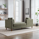 77.95'' Wide Modern Double-Sided Upholstered Chaise Lounge Indoor,Chenille Fabric Sleeper Sofa Couch With 4 Throw Pillows, Daybed with Rubberwood Legs For Living Room, Bedroom, Apartment,Green