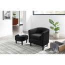 Modern Accent Chair,Upholstered Arm Chair Linen Corduroy Single Sofa Chair with Ottoman Foot Rest Comfy Armchair for Living Room Bedroom and Office,Black