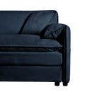 Oversized Deep Seat Sectional Cloud Sofa Sleeper with 3 Ottomans & Soft Pillows, Modular Couch Bed, Blue Chenille, 109.45 Inches