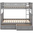 Grey Twin Bunk Bed With Storage Drawers Safety Rail