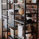 Triple Wide Industrial Bookshelf With Metal Frame 14 Open Shelves