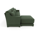 Three-Seater Chenille Sofa with Movable Ottomans in Green, High-Resilience Sponge, Easy Installation, Wood Base