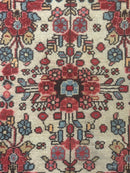 Small Antique Persian Rug 2x3, Beige and Red, Floral, Wool, Hamadan Rug