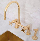 Elegant Brass Bridge-Style Kitchen Faucet