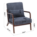 Mid-Century Modern Accent Chair, Arm Chair Living Room Chairs with Pillow Upholstered Reading Chair with Solid Wood Frame &  Living Room Bedroom Balcony (Antique Dark Grey)