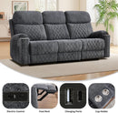 Grey Fabric 3-Seater Electric Recliner Sofa with Cup Holders