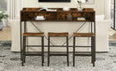 59 inch bar table, dining table, sofa table with power socket and LED light, 3 saddle stools, 4-piece bar table and chairs set for living room, dining room and kitchen