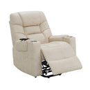 Nairi - Power Recliner With Lift, Heating & Massage - Ivory Polished Microfiber