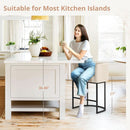 27 Inch Counter Height Bar Stool With Backrest And Armrests, Linen Upholstery, Black Metal Frame