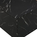 Modern 35.4 x 23.6 Inch Two-tone Coffee Table with Faux Marble and Walnut Wood Grain Finish, Rectangular Center Table with 2 Storage Drawers, Practical Cocktail Table for Living Room, Black