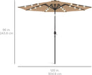 10 Ft Solar LED Patio Umbrella With Tilt Adjustment And UV Resistant Fabric All Weather Use