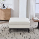 33.86'W Upholstered Wood Base Storage Ottoman with Reversible Lid Coffee Table, Foot Stool Square Footrest with Rubberwood Legs for Living Room Bedroom Entryway and Office, Ivory Boucle.