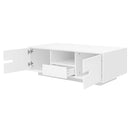 U-Can Modern High Glossy Rectangle Coffee Table, Stylish Center Table with Storage Space, Accent Furniture with 16 Color LED Lights for Living Room