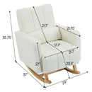 Accent Rocking Chair with Pillow, Ultimate Comfort for Your Home, Teddy Velvet, Cream White
