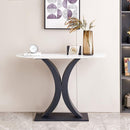 Modern Console Table, Exquisite shape design, Metal Frame with Adjustable foot pads for Entrance, Corridor, Living room & Office.(Black)