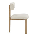 Mid-Century 7-Piece Dining Set with Upholstered Armless Chairs and Natural Wood Table