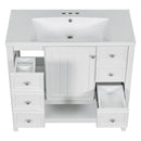 36' Bathroom Vanity with Sink Combo, One Cabinet and Three Drawers, Solid Wood and MDF Board, White (Old Sku:SY999505AAK)