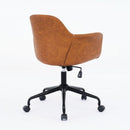 Mid-Century Modern Office Chair,Rolling Swivel Height Adjustable Ergonomic Chair with Frame/Arms, Back Support Home Desk Chair for Living Room,Studying (Brown)