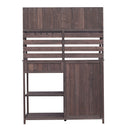 Brown Fir Wood Potting Bench - 5-Drawer Garden Workstation with Slatted Back Panel & Storage Cabinet