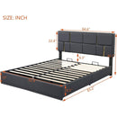 2-Pieces Bedroom Sets,Queen Size Upholstered Platform Bed with Hydraulic Storage System,Storage Ottoman with Metal Legs,Black