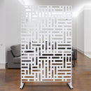Decorative Freestanding Metal Privacy Screen for Indoor & Outdoor Use, White, 76' H x 48' W