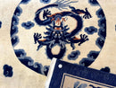 Chinese Dragon Peking Rug 8 x 11.6, Ivory and Blue, Chinese Wool Rug, Vintage