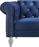 Royal Blue Crystal Tufted Velvet Sofa and Loveseat Set