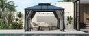 TREXM 10'x12' Hardtop Outdoor Gazebo, Heavy Duty Double Roof Patio Gazebo with Aluminum Frame, Double-Layer Side Walls Mosquito Netting & Privacy Curtains for Patio, Garden, Backyard (Grey)