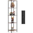 Display Shelf With RGBW Light Floor Lamp 5 Tier Brown