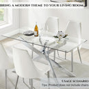 58.5 Inch Rectangular Glass Dining Table With Silver Finish