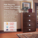 Lateral 4 Drawer Fire Safe File Cabinet With Key Lock Black